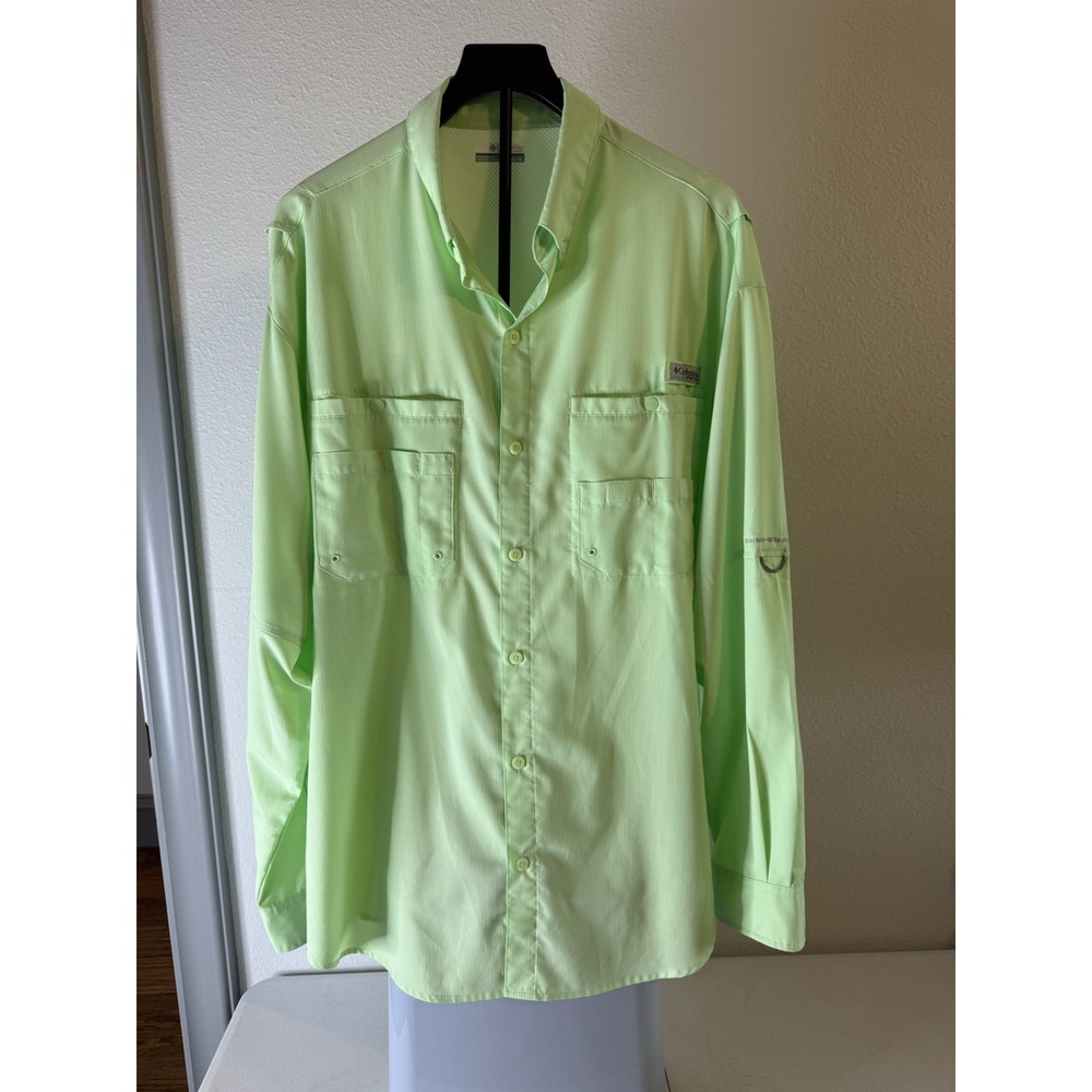 Columbia PFG Men's Green Fishing Shirt Long Sleeve Vented Size XL